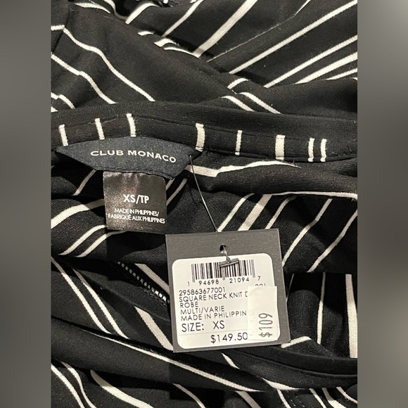 NWT Club Monaco striped square neck knit dress robe with waist tie - Picture 11 of 12
